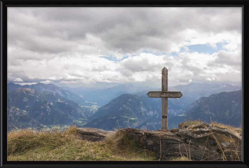 Wooden Cross on the Ridge Between Tguma and Präzer Höhi - Great Pictures Framed