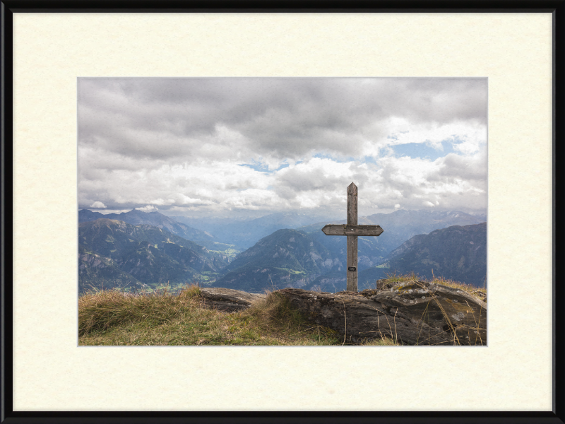 Wooden Cross on the Ridge Between Tguma and Präzer Höhi - Great Pictures Framed