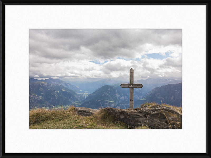 Wooden Cross on the Ridge Between Tguma and Präzer Höhi - Great Pictures Framed