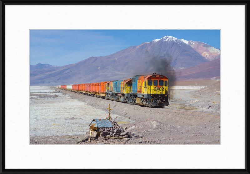 Colorful Locomotives Cross the Chilean Salt Flats - Great Pictures Framed