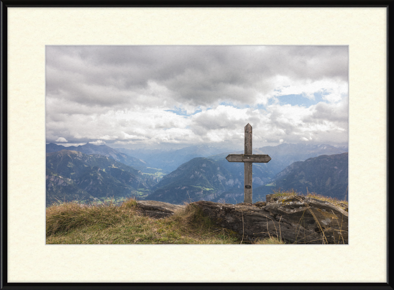 Wooden Cross on the Ridge Between Tguma and Präzer Höhi - Great Pictures Framed