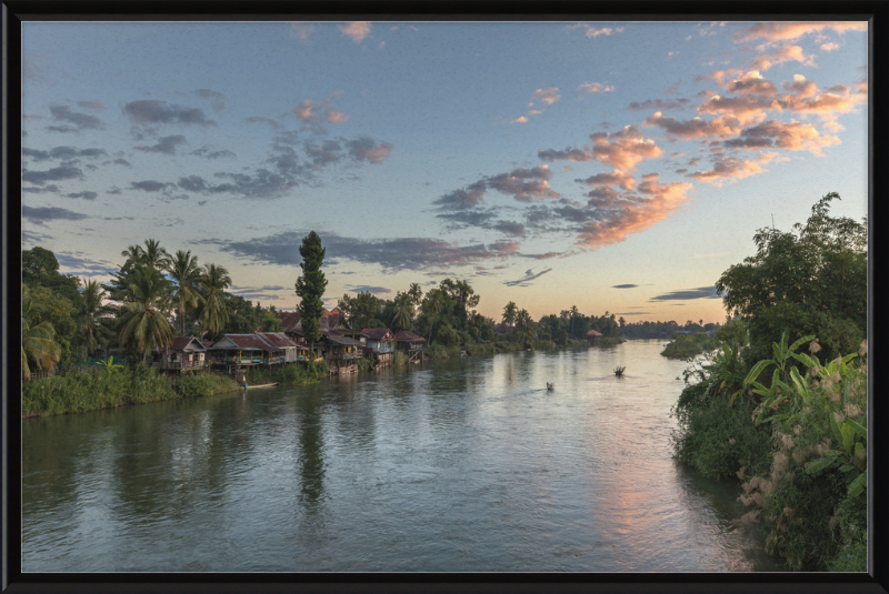 Dwellings and Pirogues on the Mekong, Laos - Great Pictures Framed