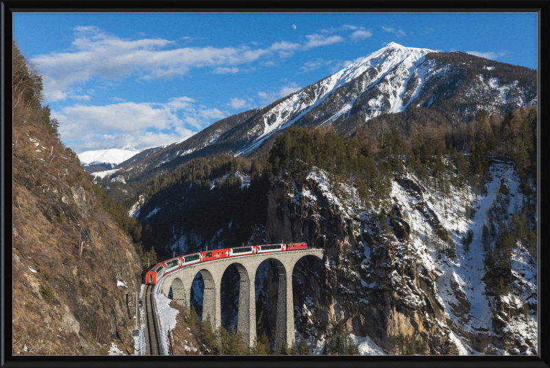 An Electric Train  on Landwasser Viaduct - Great Pictures Framed