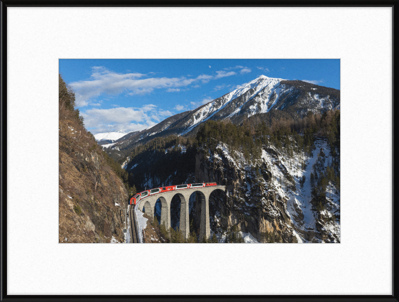 An Electric Train  on Landwasser Viaduct - Great Pictures Framed