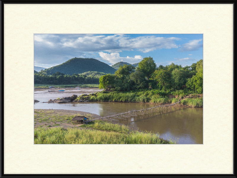 Luang Prabang with a Temporary Wooden Footbridge - Great Pictures Framed