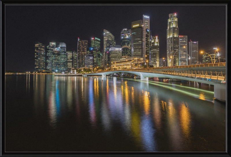 Skyline of Singapore with Esplanade Bridge - Great Pictures Framed