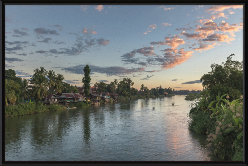 Dwellings and Pirogues on the Mekong, Laos - Great Pictures Framed