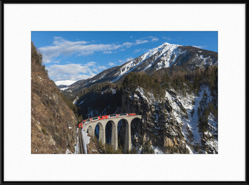 An Electric Train  on Landwasser Viaduct - Great Pictures Framed