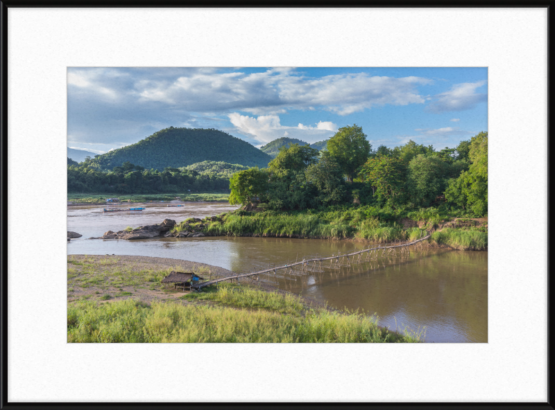 Luang Prabang with a Temporary Wooden Footbridge - Great Pictures Framed