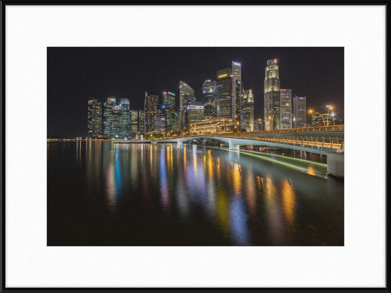 Skyline of Singapore with Esplanade Bridge - Great Pictures Framed