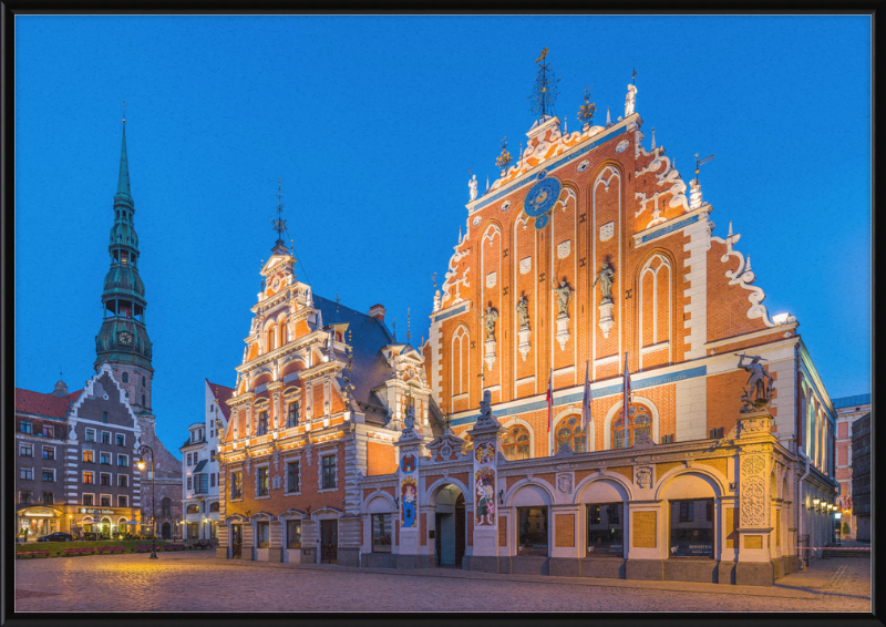 House of Blackheads and St. Peter's Church Tower, Riga, Latvia - Great Pictures Framed