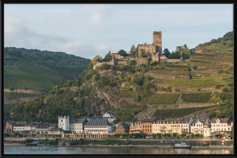 Kaub and Burg Gutenfels, Southwest view - Great Pictures Framed