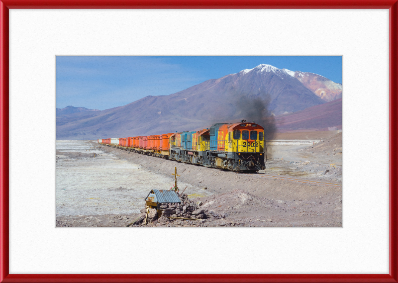 Colorful Locomotives Cross the Chilean Salt Flats - Great Pictures Framed