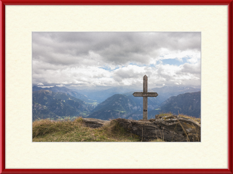 Wooden Cross on the Ridge Between Tguma and Präzer Höhi - Great Pictures Framed