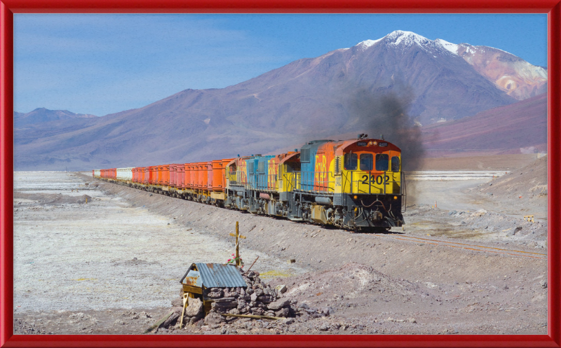 Colorful Locomotives Cross the Chilean Salt Flats - Great Pictures Framed