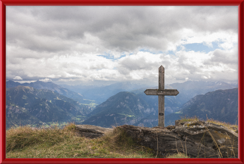 Wooden Cross on the Ridge Between Tguma and Präzer Höhi - Great Pictures Framed