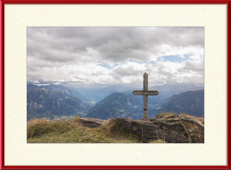 Wooden Cross on the Ridge Between Tguma and Präzer Höhi - Great Pictures Framed