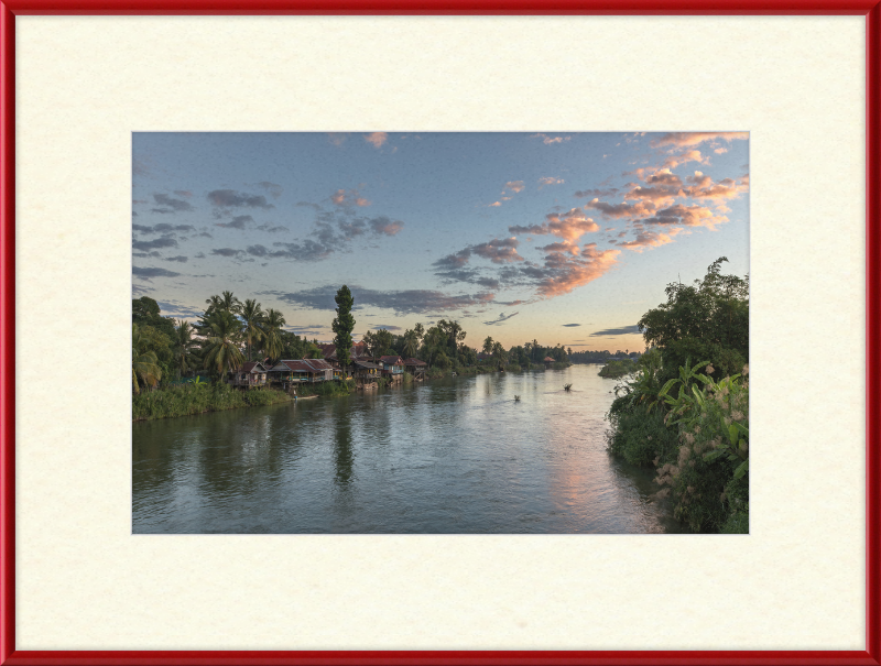 Dwellings and Pirogues on the Mekong, Laos - Great Pictures Framed