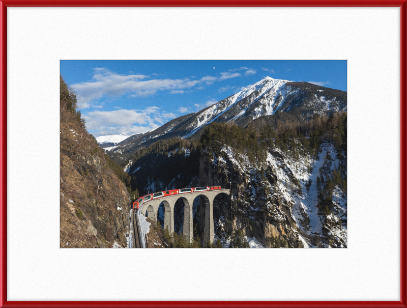 An Electric Train  on Landwasser Viaduct - Great Pictures Framed