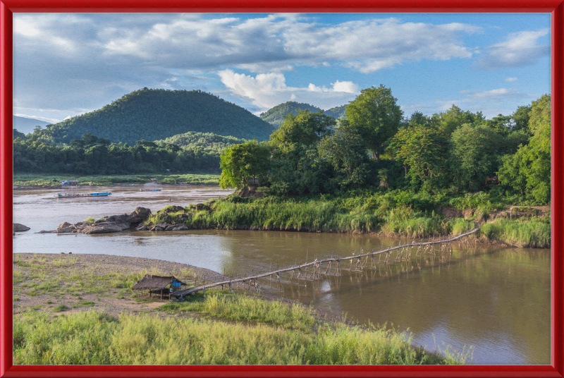 Luang Prabang with a Temporary Wooden Footbridge - Great Pictures Framed