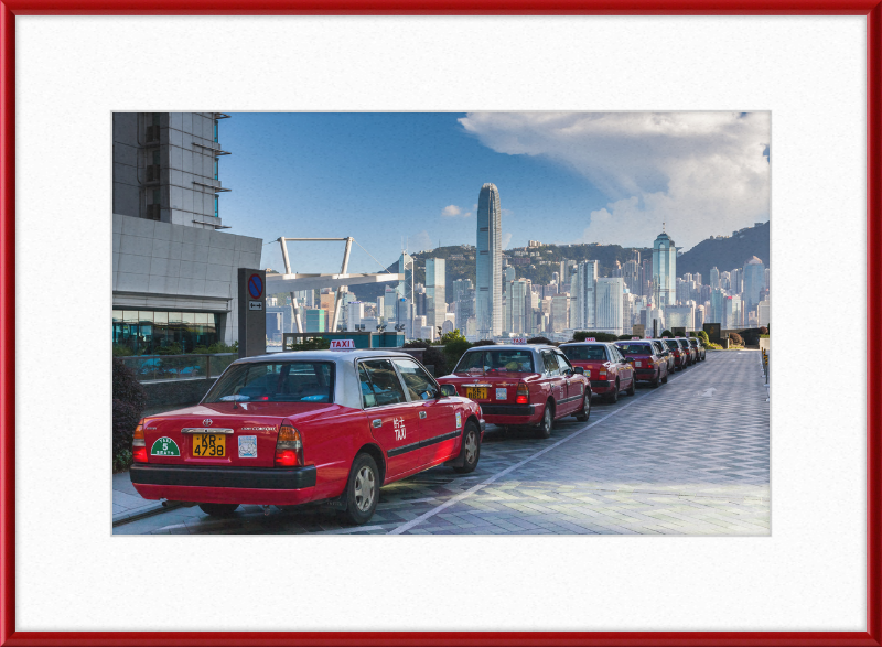 Red Taxis on the Kowloon Waterfront - Great Pictures Framed