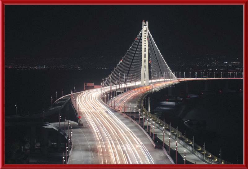 Eastern Span of the San Francisco Oakland Bay Bridge at Night - Great Pictures Framed