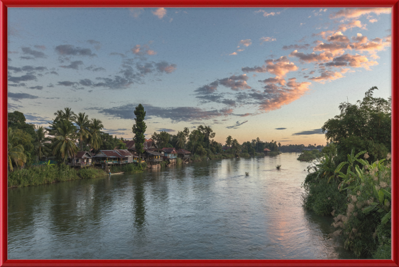 Dwellings and Pirogues on the Mekong, Laos - Great Pictures Framed