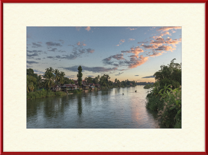 Dwellings and Pirogues on the Mekong, Laos - Great Pictures Framed