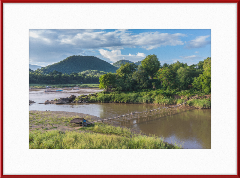 Luang Prabang with a Temporary Wooden Footbridge - Great Pictures Framed