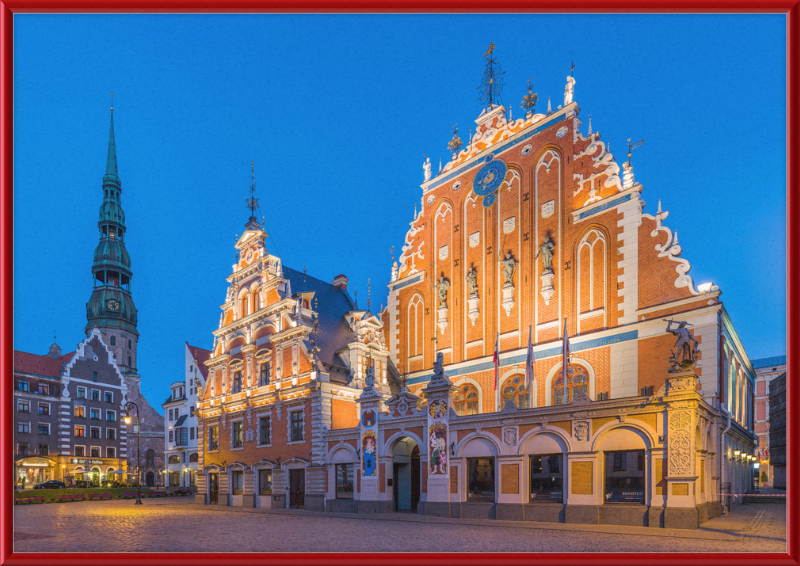 House of Blackheads and St. Peter's Church Tower, Riga, Latvia - Great Pictures Framed