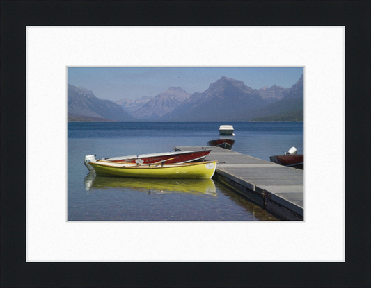 Boats on Lake McDonald's Shores - Great Pictures Framed