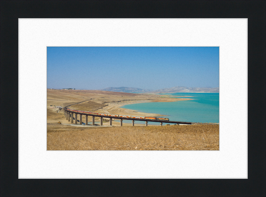 ONCF DH 370 with a Casablanca - Oujda train at the Barrage Idriss - Great Pictures Framed