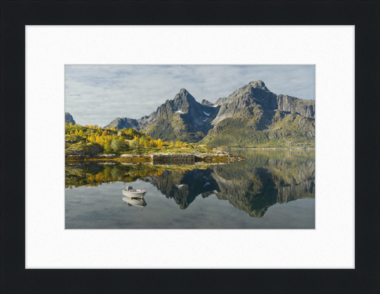 Boat with Mountains at Digermulen, Hinnøya, Norway - Great Pictures Framed