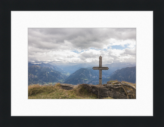 Wooden Cross on the Ridge Between Tguma and Präzer Höhi - Great Pictures Framed