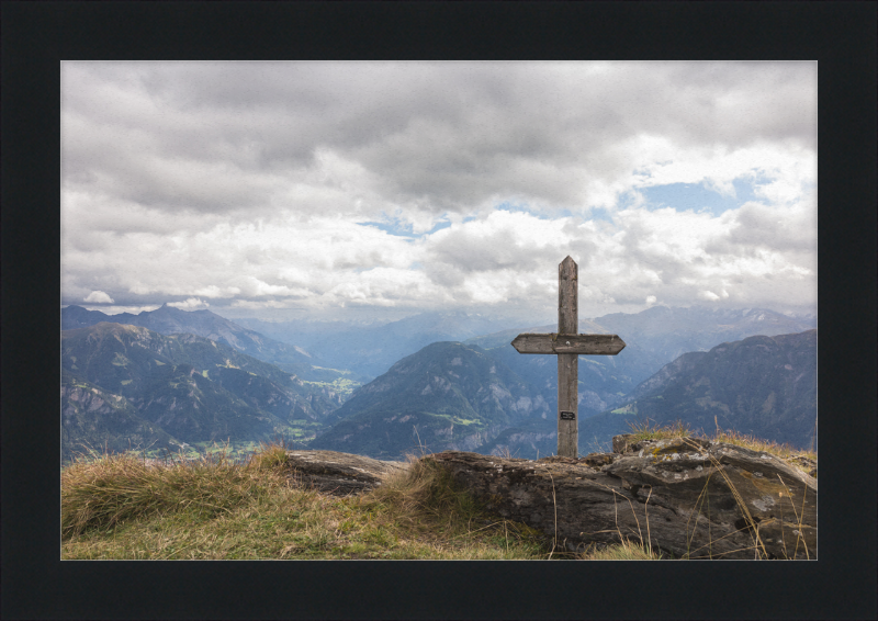 Wooden Cross on the Ridge Between Tguma and Präzer Höhi - Great Pictures Framed