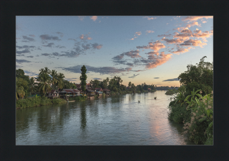 Dwellings and Pirogues on the Mekong, Laos - Great Pictures Framed