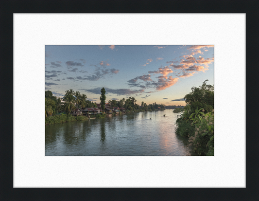 Dwellings and Pirogues on the Mekong, Laos - Great Pictures Framed