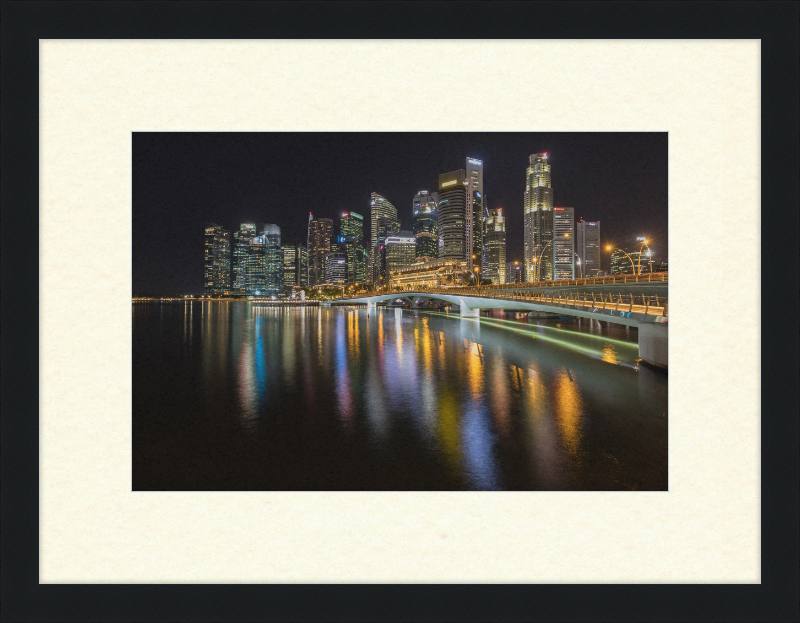 Skyline of Singapore with Esplanade Bridge - Great Pictures Framed