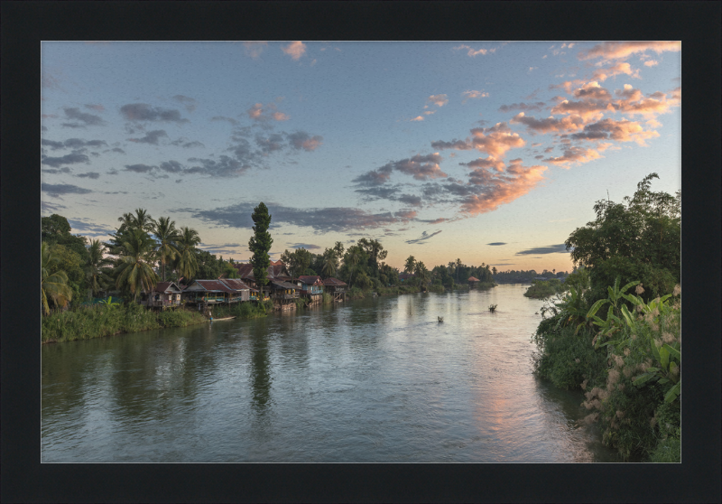 Dwellings and Pirogues on the Mekong, Laos - Great Pictures Framed