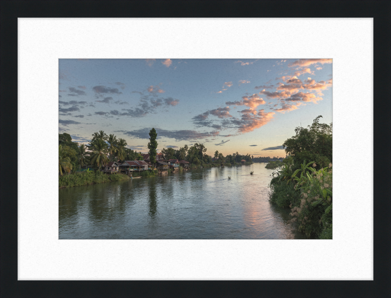 Dwellings and Pirogues on the Mekong, Laos - Great Pictures Framed