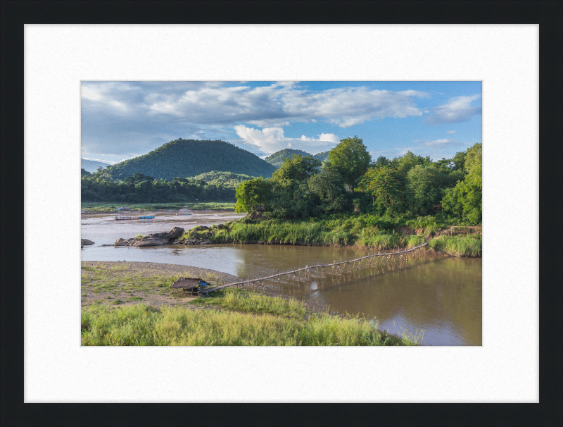 Luang Prabang with a Temporary Wooden Footbridge - Great Pictures Framed