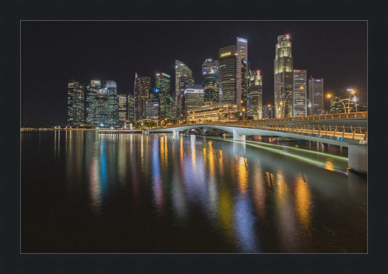 Skyline of Singapore with Esplanade Bridge - Great Pictures Framed