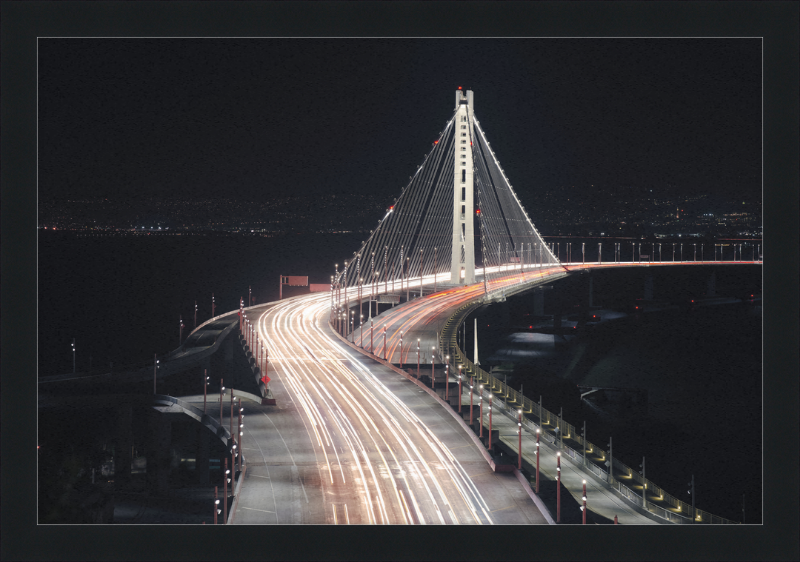 Eastern Span of the San Francisco Oakland Bay Bridge at Night - Great Pictures Framed