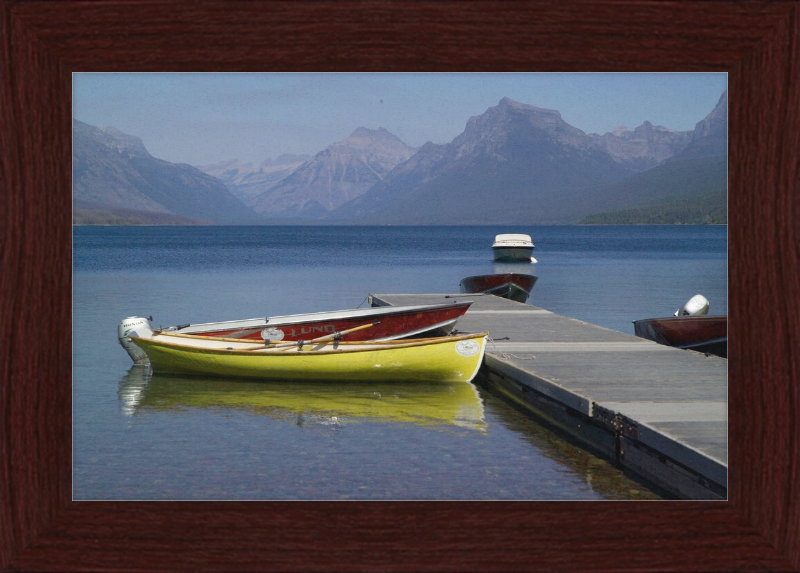 Boats on Lake McDonald's Shores - Great Pictures Framed