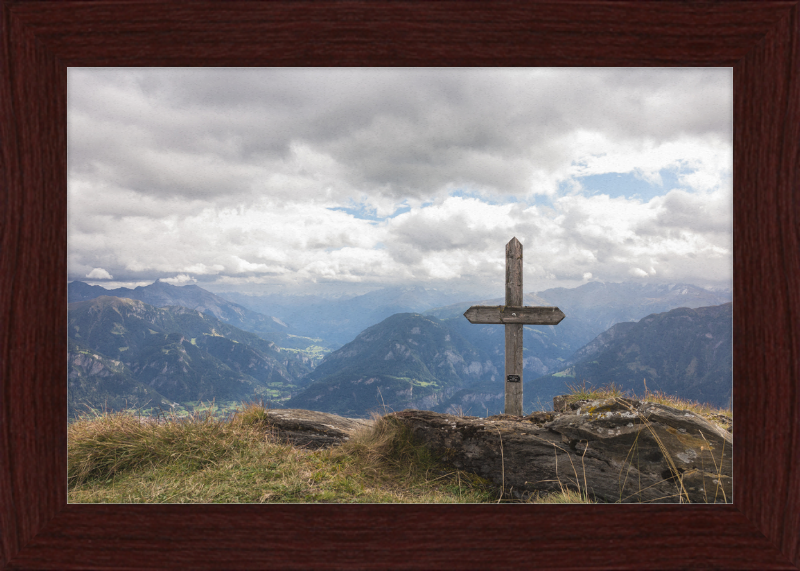 Wooden Cross on the Ridge Between Tguma and Präzer Höhi - Great Pictures Framed