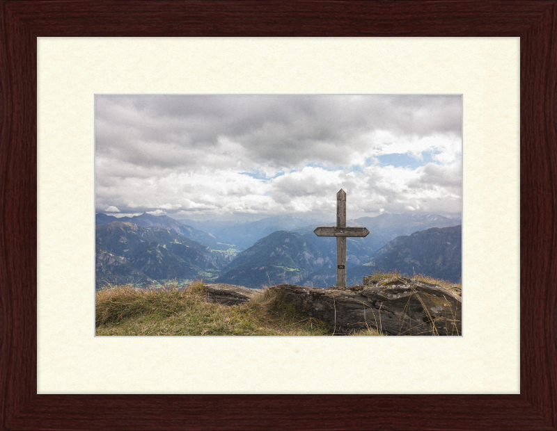 Wooden Cross on the Ridge Between Tguma and Präzer Höhi - Great Pictures Framed