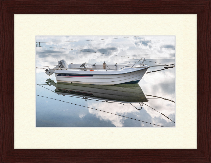 Reflections of a Motorboat in Sämstad Harbor - Great Pictures Framed