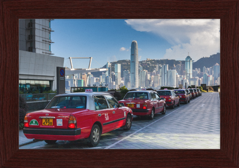 Red Taxis on the Kowloon Waterfront - Great Pictures Framed