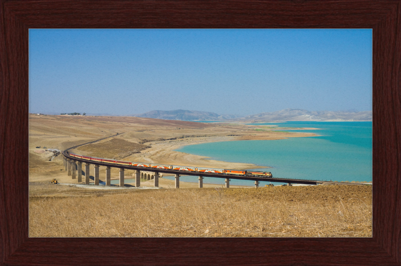 ONCF DH 370 with a Casablanca - Oujda train at the Barrage Idriss - Great Pictures Framed