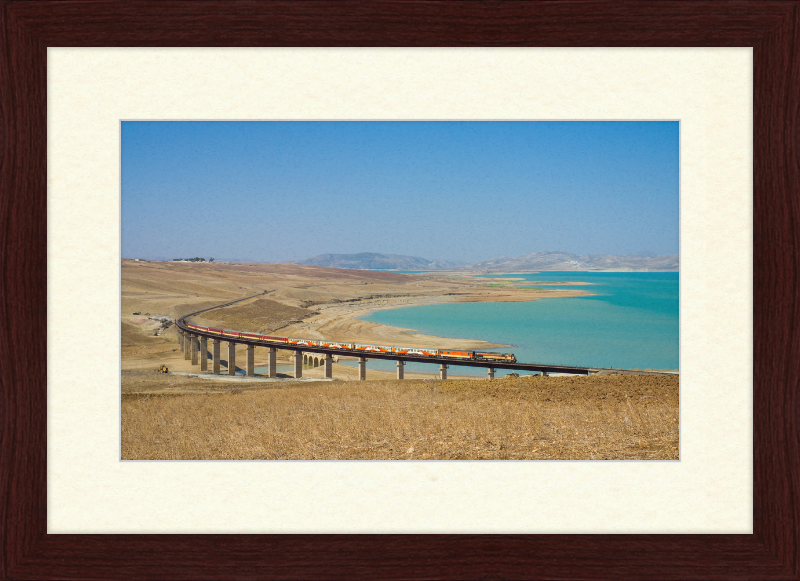 ONCF DH 370 with a Casablanca - Oujda train at the Barrage Idriss - Great Pictures Framed